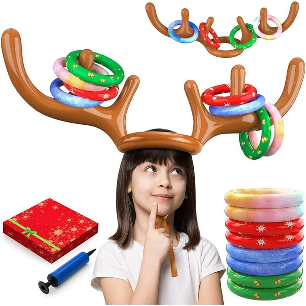 Antler Reindeer Hat Christmas Party Game Ring Inflatable Toss Holiday Toys EV 